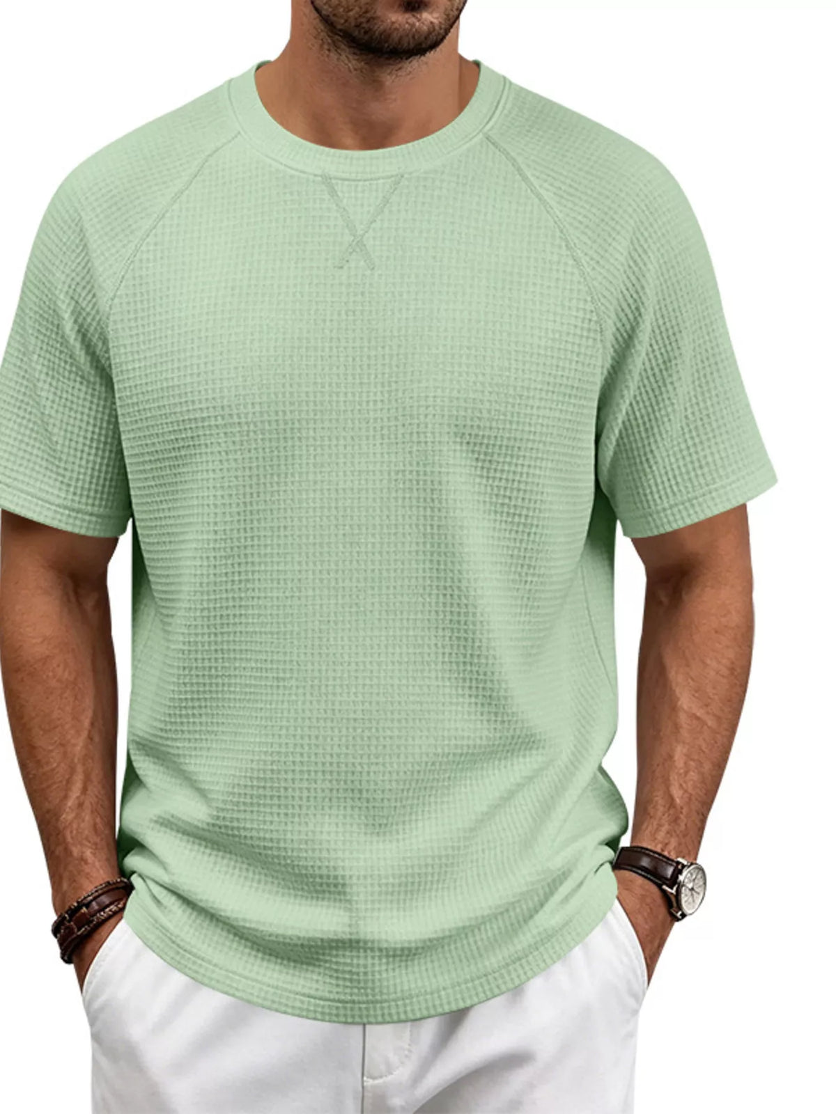 Men's plus size waffle knit t-shirt relaxed fit