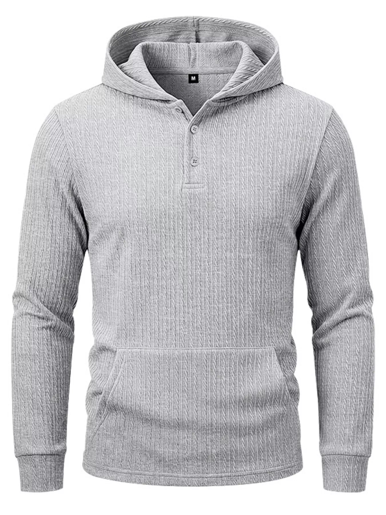 Men's plus size knit hoodie kangaroo pocket detail