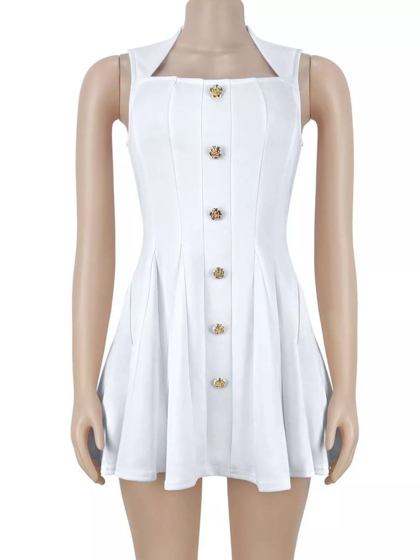 Sleeveless mini dress elegant outfit