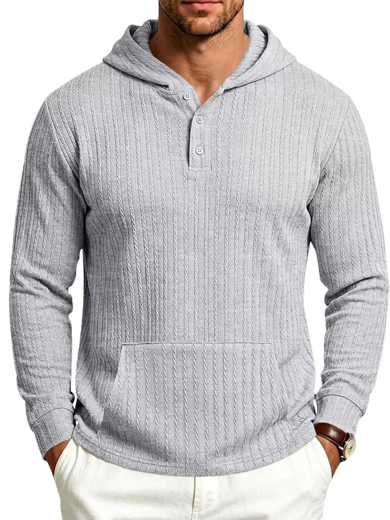Men's plus size knit hoodie men's fashion