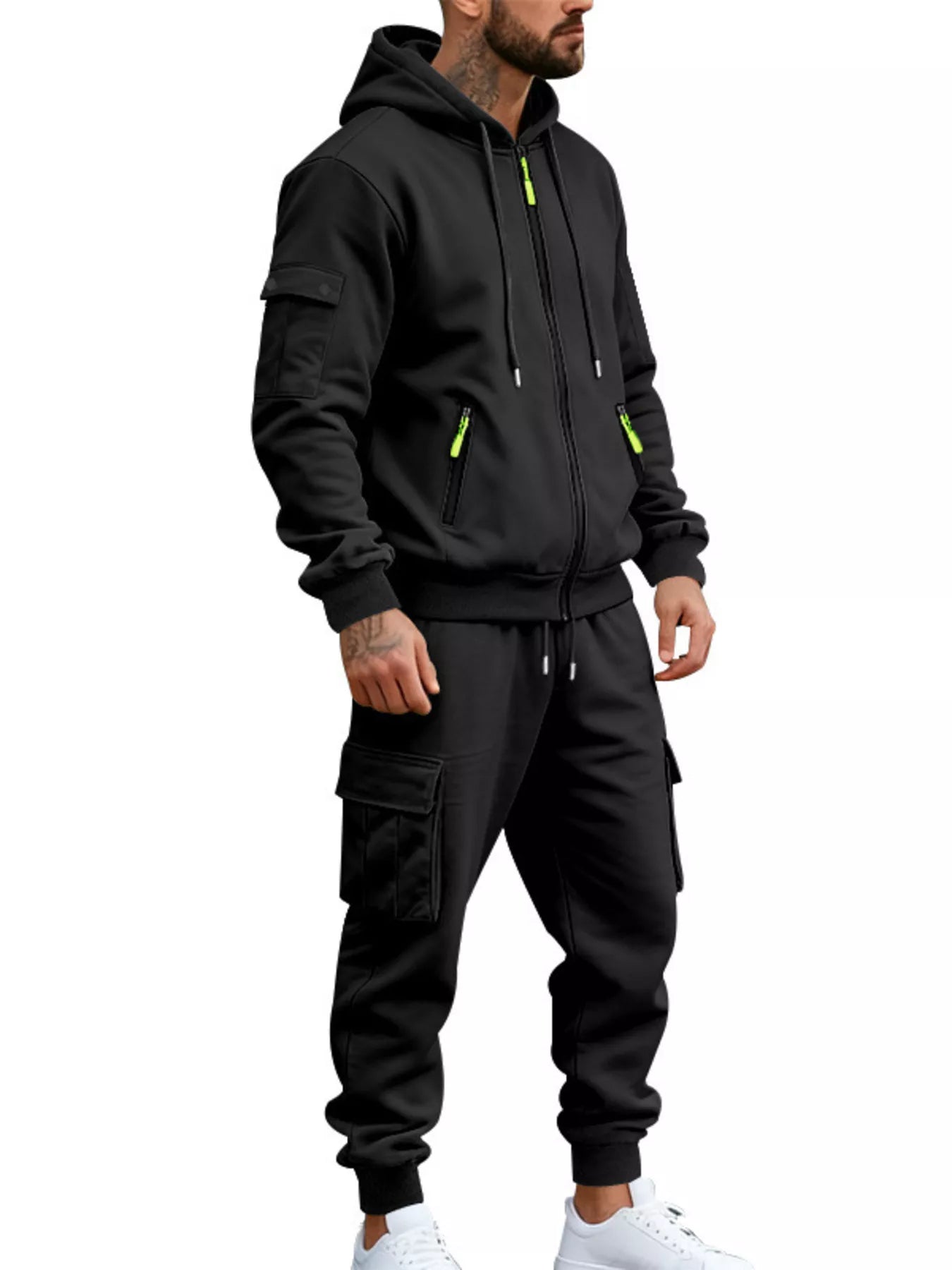 Men's plus size hoodie and cargo pants set everyday style