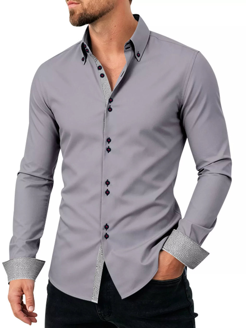 Men's plus size slim fit shirt casual style