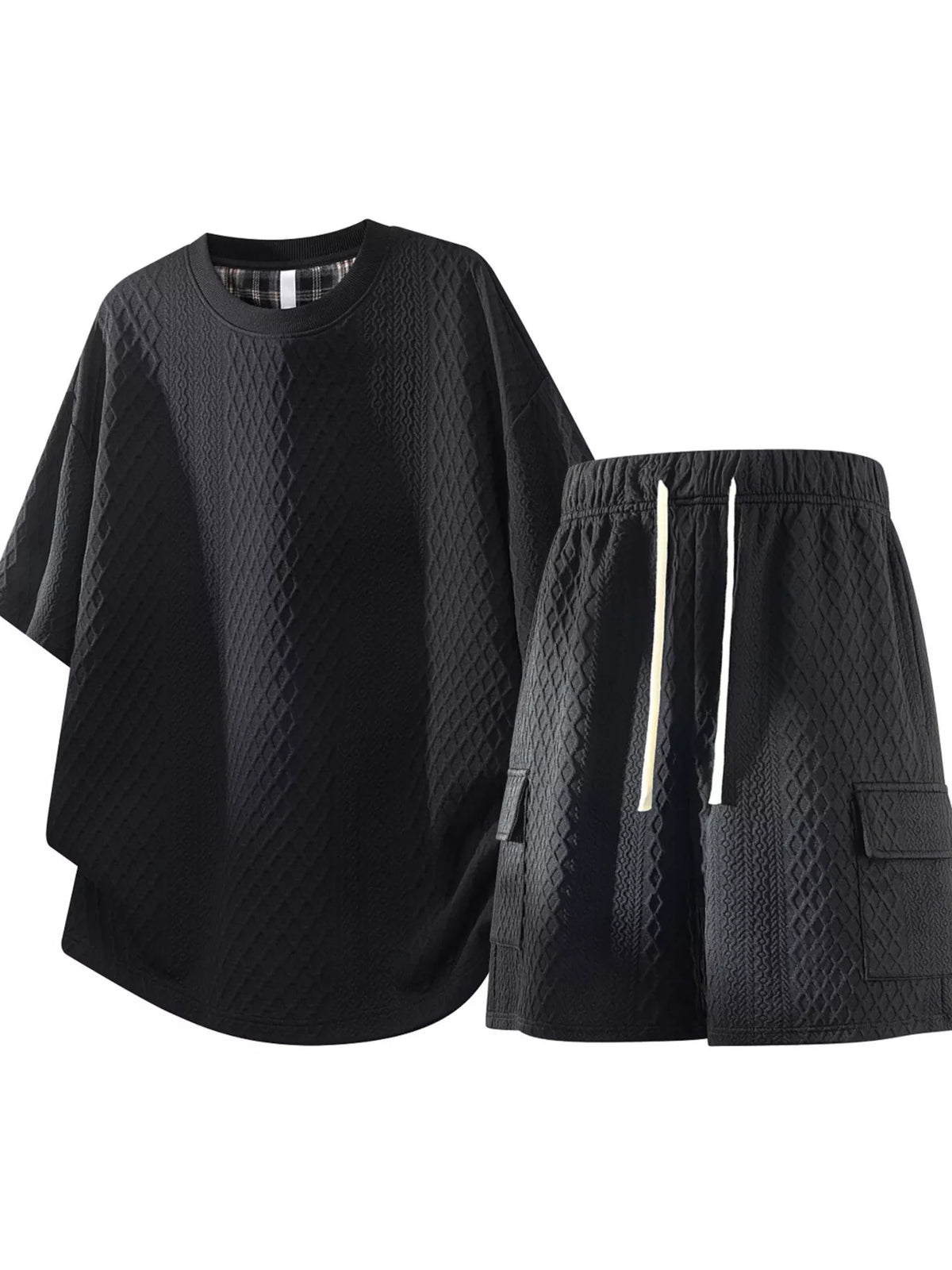 Men's plus size top and shorts set front view