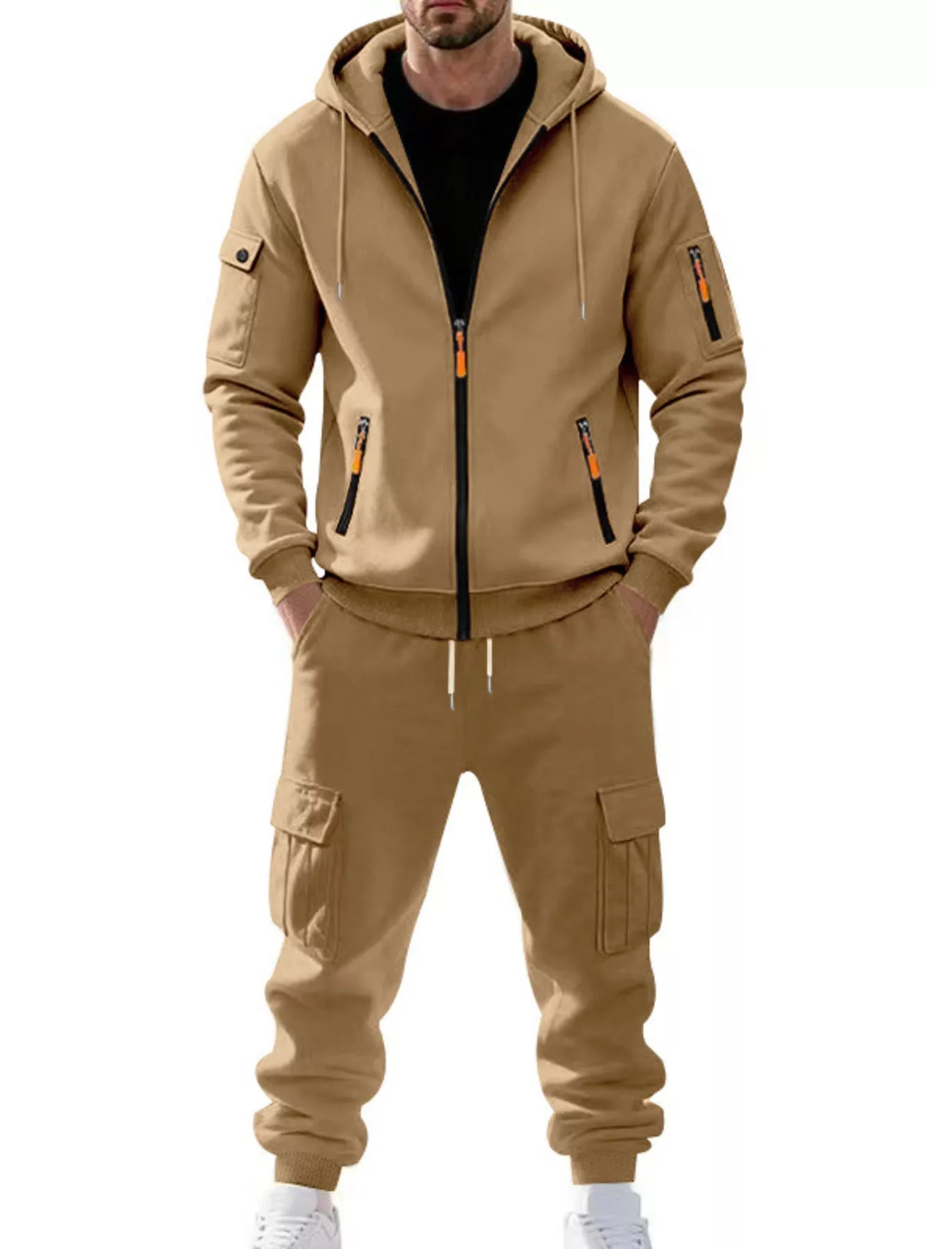 Men's plus size hoodie and cargo pants set