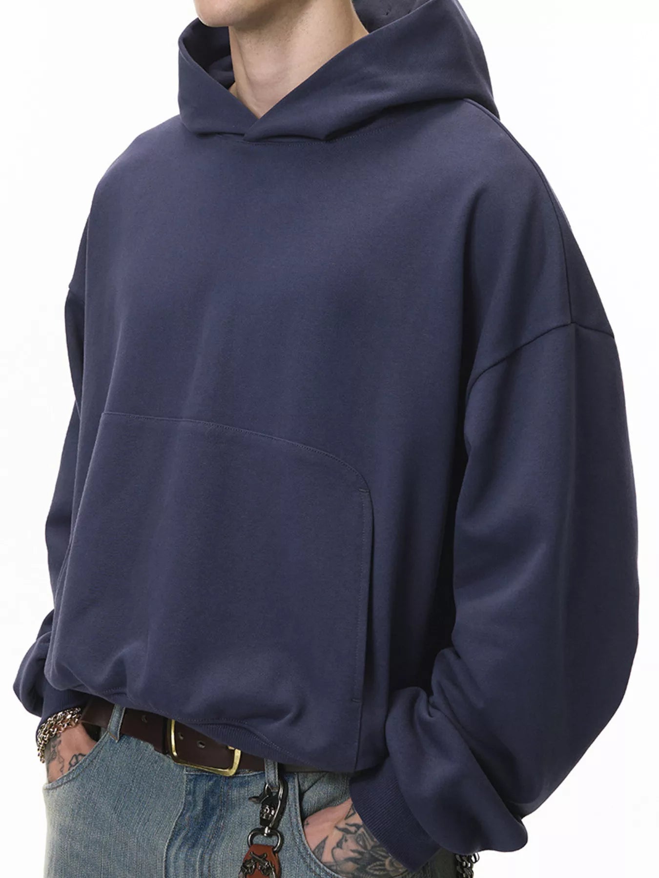Men's kangaroo pocket hoodie drawstring hood