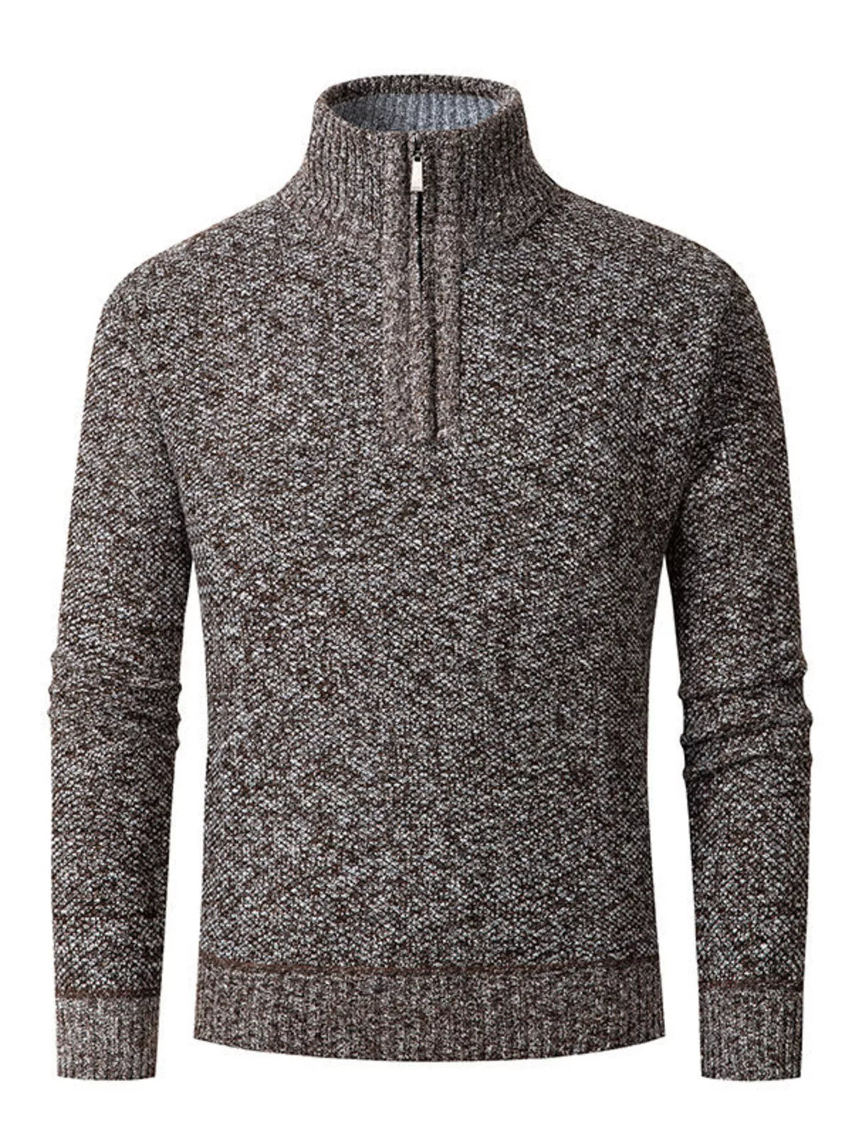 Men's plus size half zip sweater stand collar
