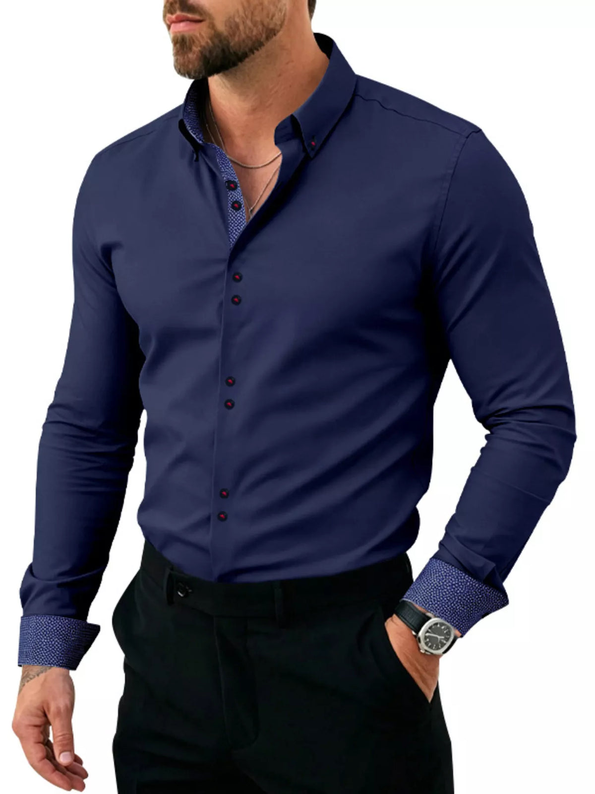 Men's plus size slim fit shirt stretchy fabric