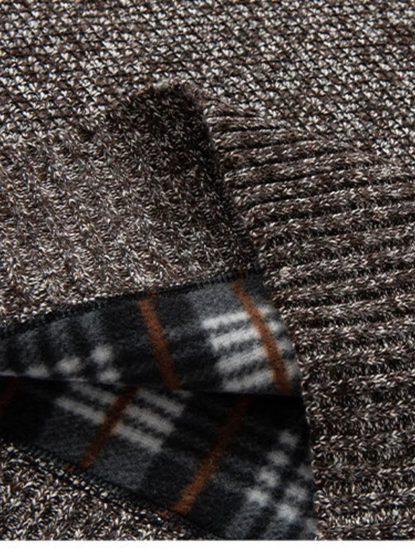Men's plus size half zip sweater close up