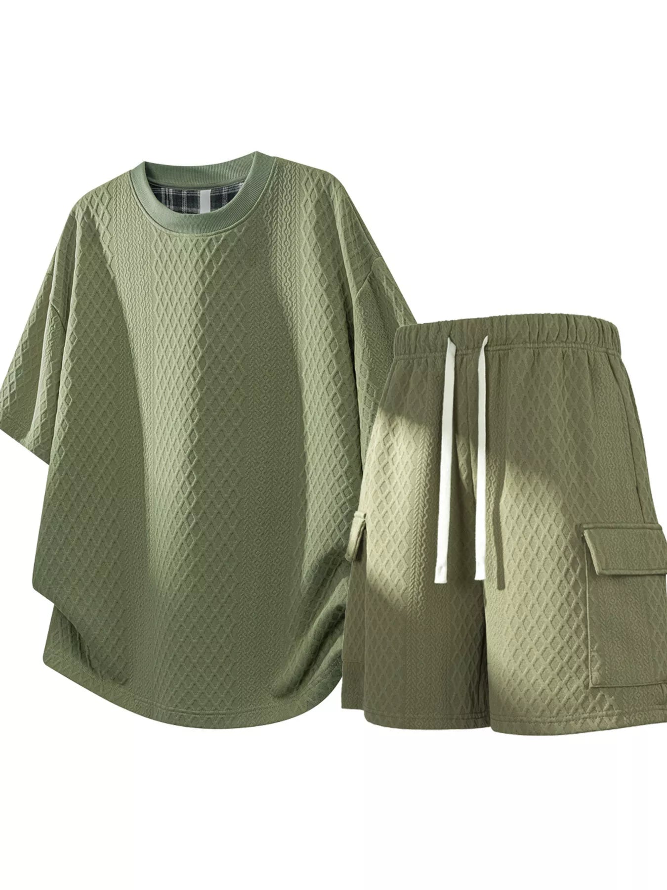 Men's plus size top and shorts set