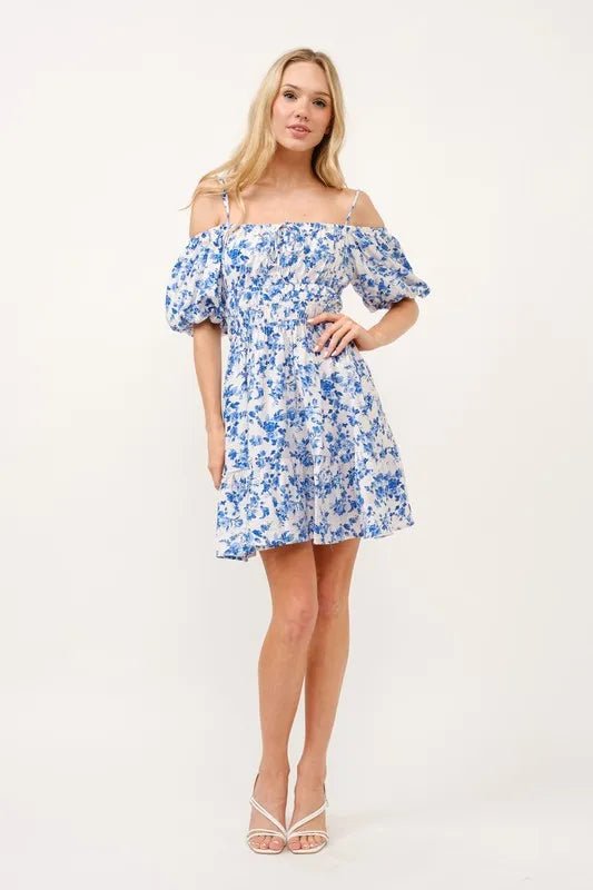 And The Why Off Shoulder Bubble Sleeve Dress - ELC Fashion