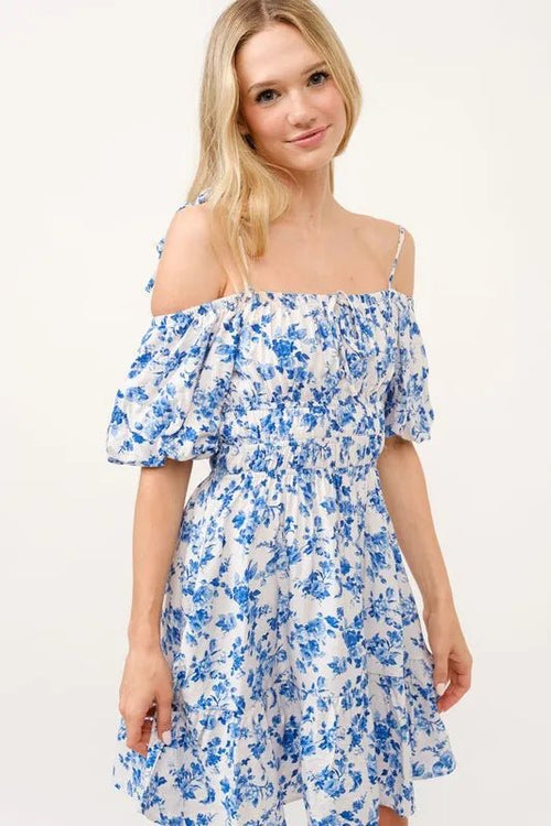 And The Why Off Shoulder Bubble Sleeve Dress - ELC Fashion