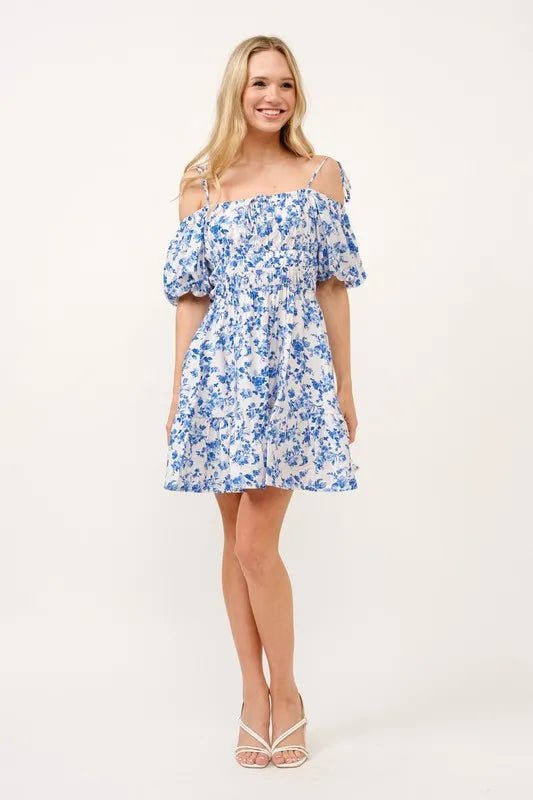 And The Why Off Shoulder Bubble Sleeve Dress - ELC Fashion