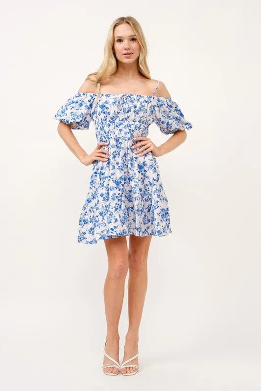 And The Why Off Shoulder Bubble Sleeve Dress - ELC Fashion