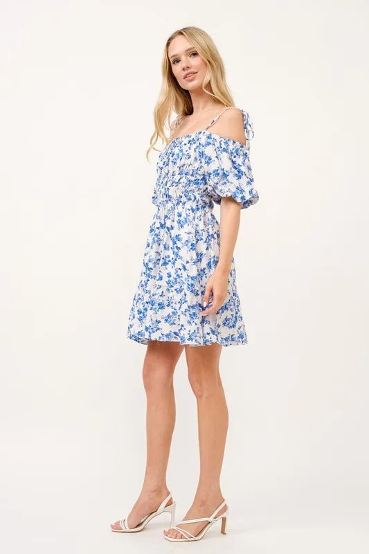 And The Why Off Shoulder Bubble Sleeve Dress - ELC Fashion