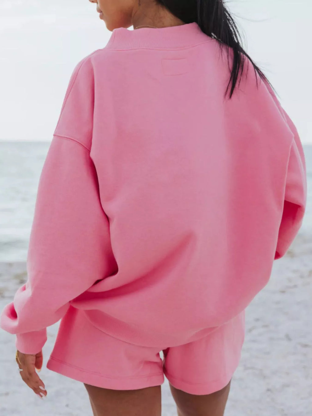 Relaxed fit sweatshirt and shorts set women's fashion
