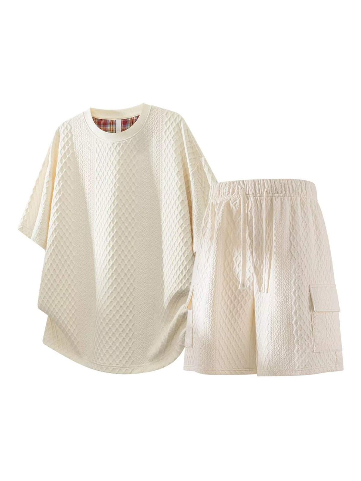 Men's plus size top and shorts set casual style