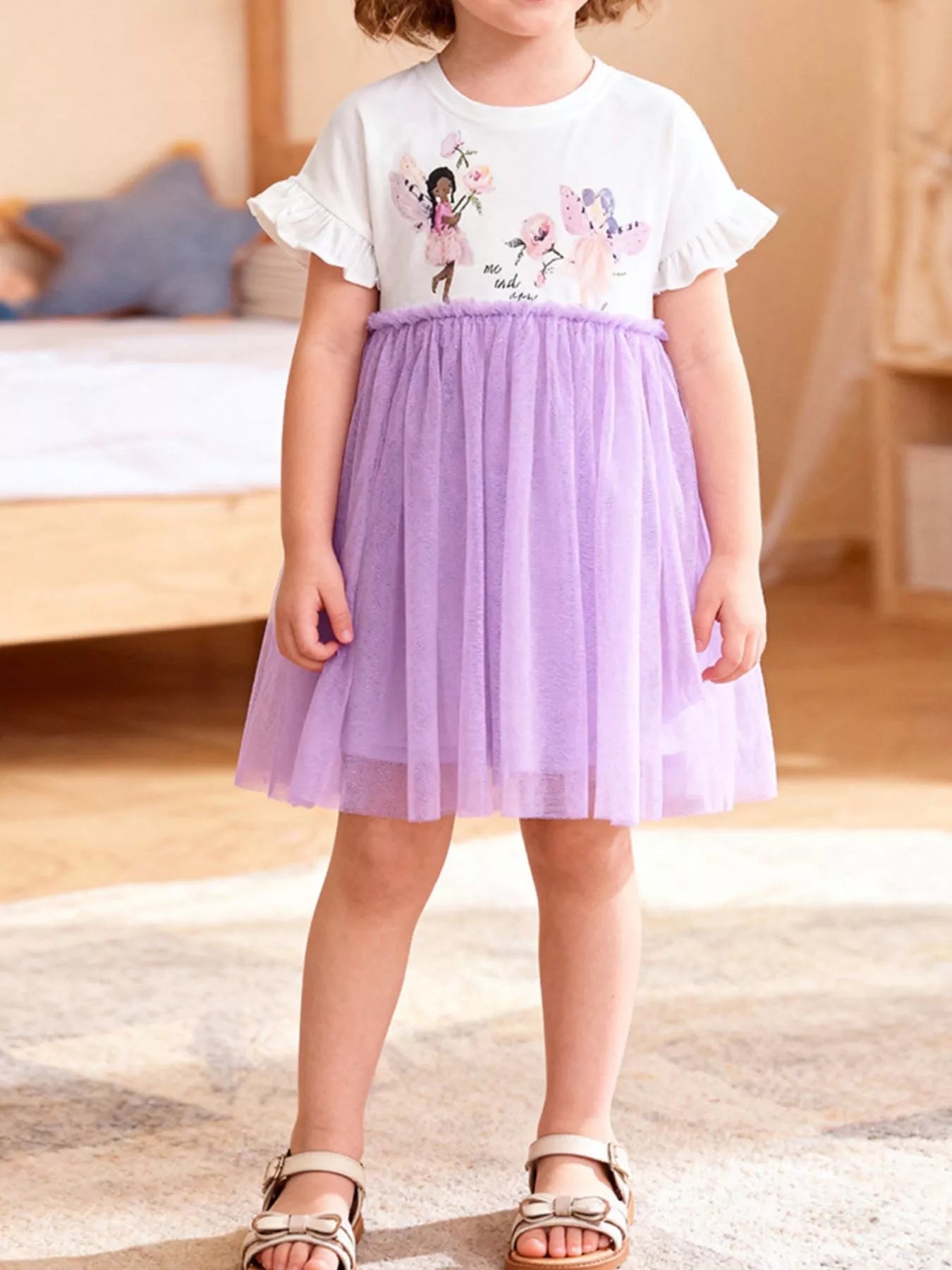 Children's Ballerina Round Neck Tulle Dress - ELC Fashion