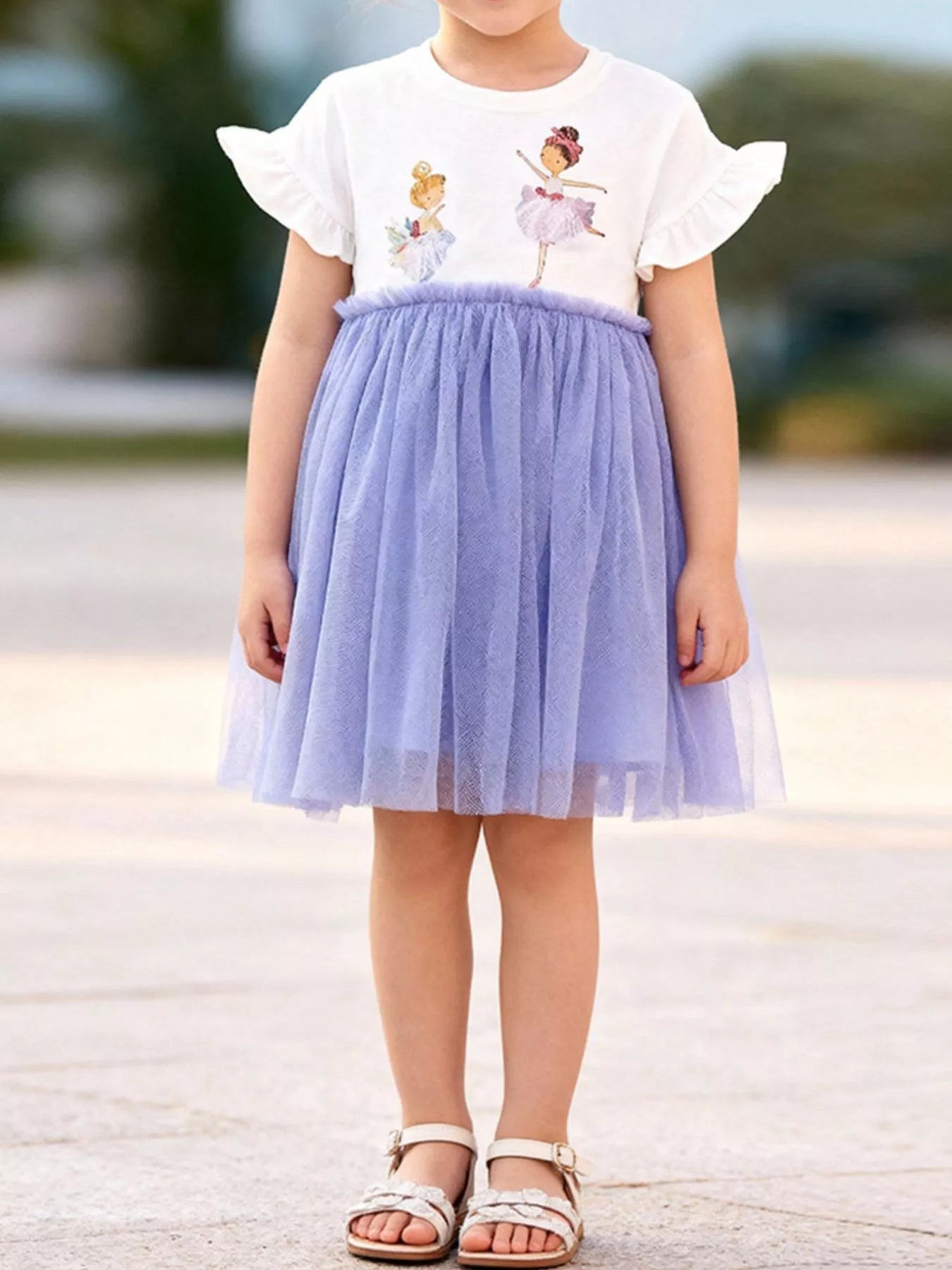 Children's Ballerina Round Neck Tulle Dress - ELC Fashion