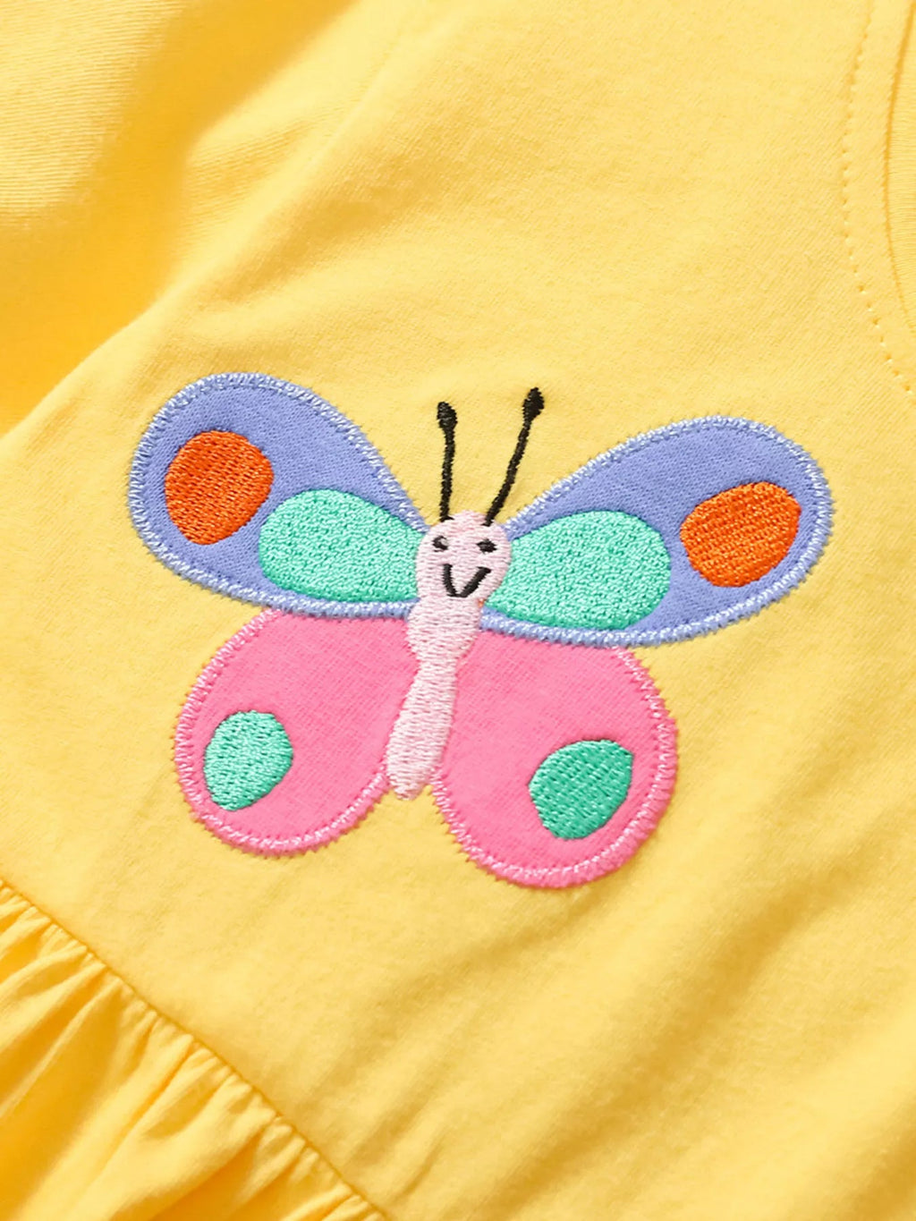 Children's Butterfly Round Neck Dress - ELC Fashion