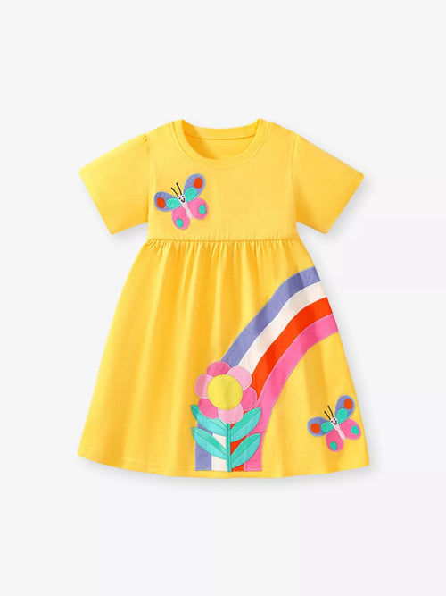 Children's Butterfly Round Neck Dress - ELC Fashion
