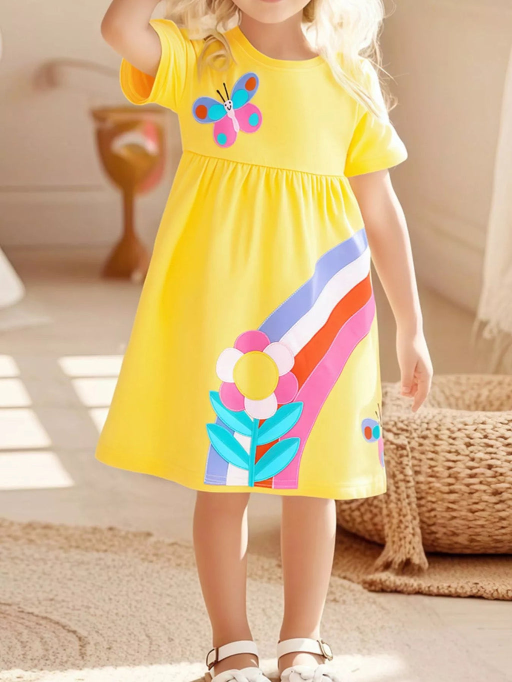 Children's Butterfly Round Neck Dress - ELC Fashion