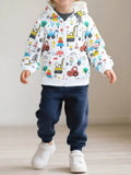 Children's Cartoon Construction Vehicle Print Zip - Up Jacket - ELC Fashion