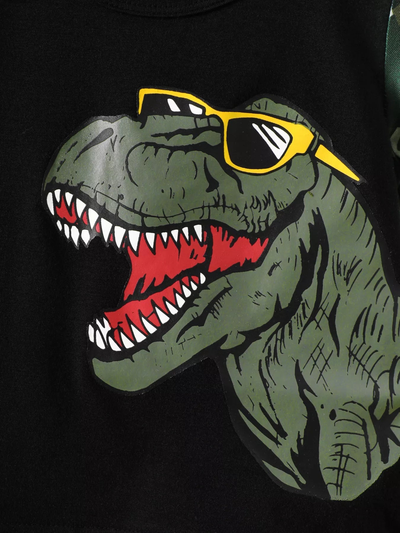 Children's Dinosaur Round Neck Tee and Camo Shorts Set - ELC Fashion