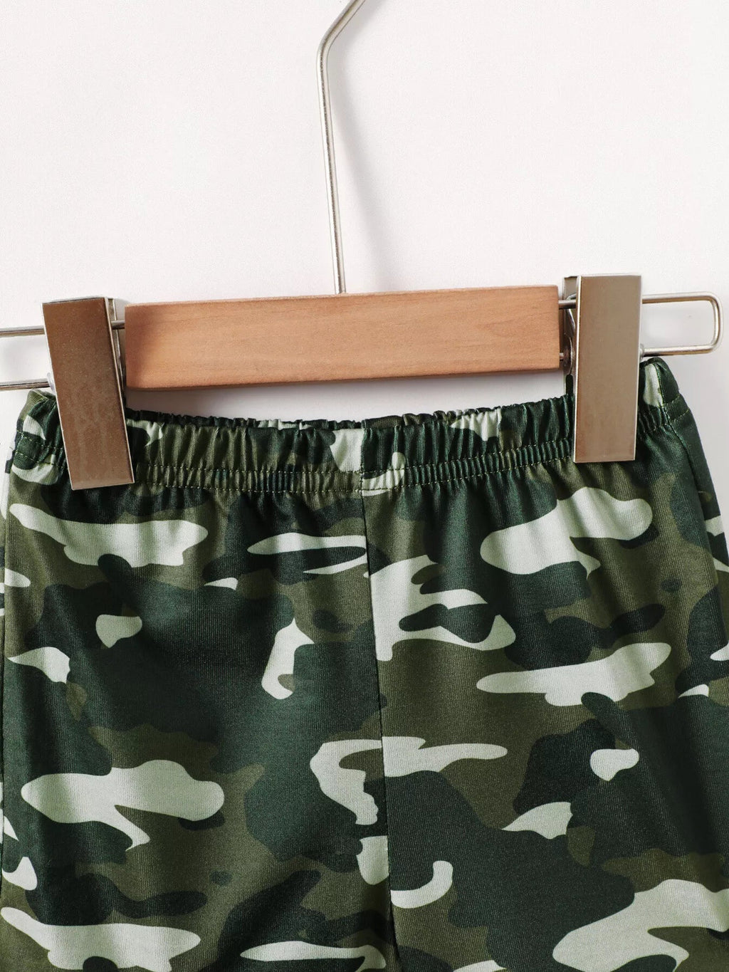 Children's Dinosaur Round Neck Tee and Camo Shorts Set - ELC Fashion