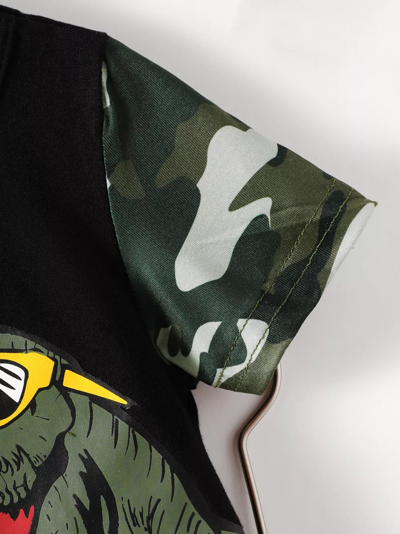 Children's Dinosaur Round Neck Tee and Camo Shorts Set - ELC Fashion