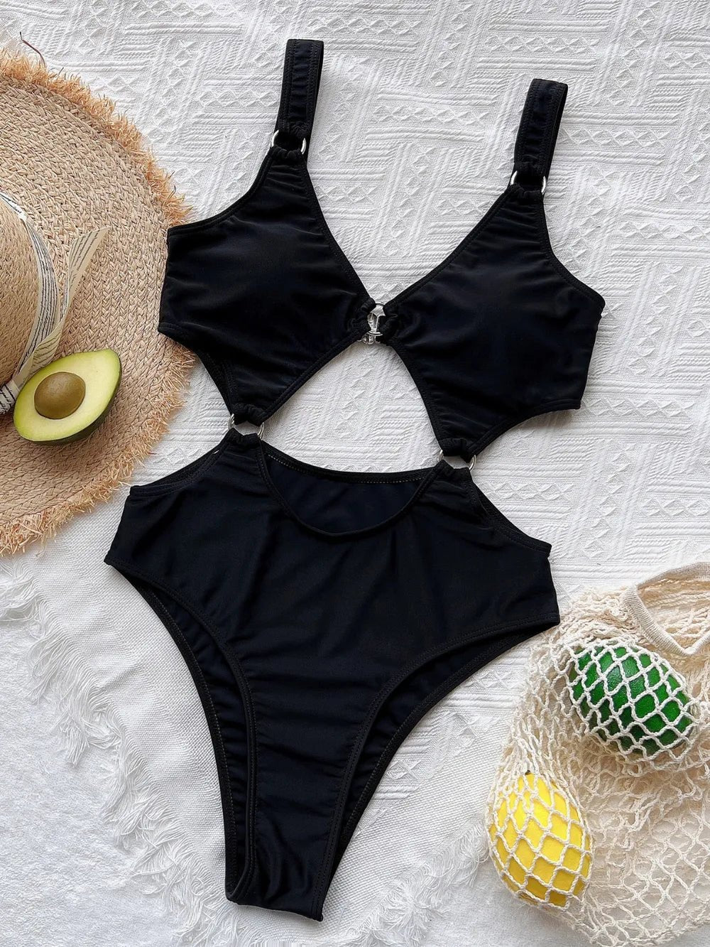 Cutout Plunge One - Piece Swimwear - ELC Fashion