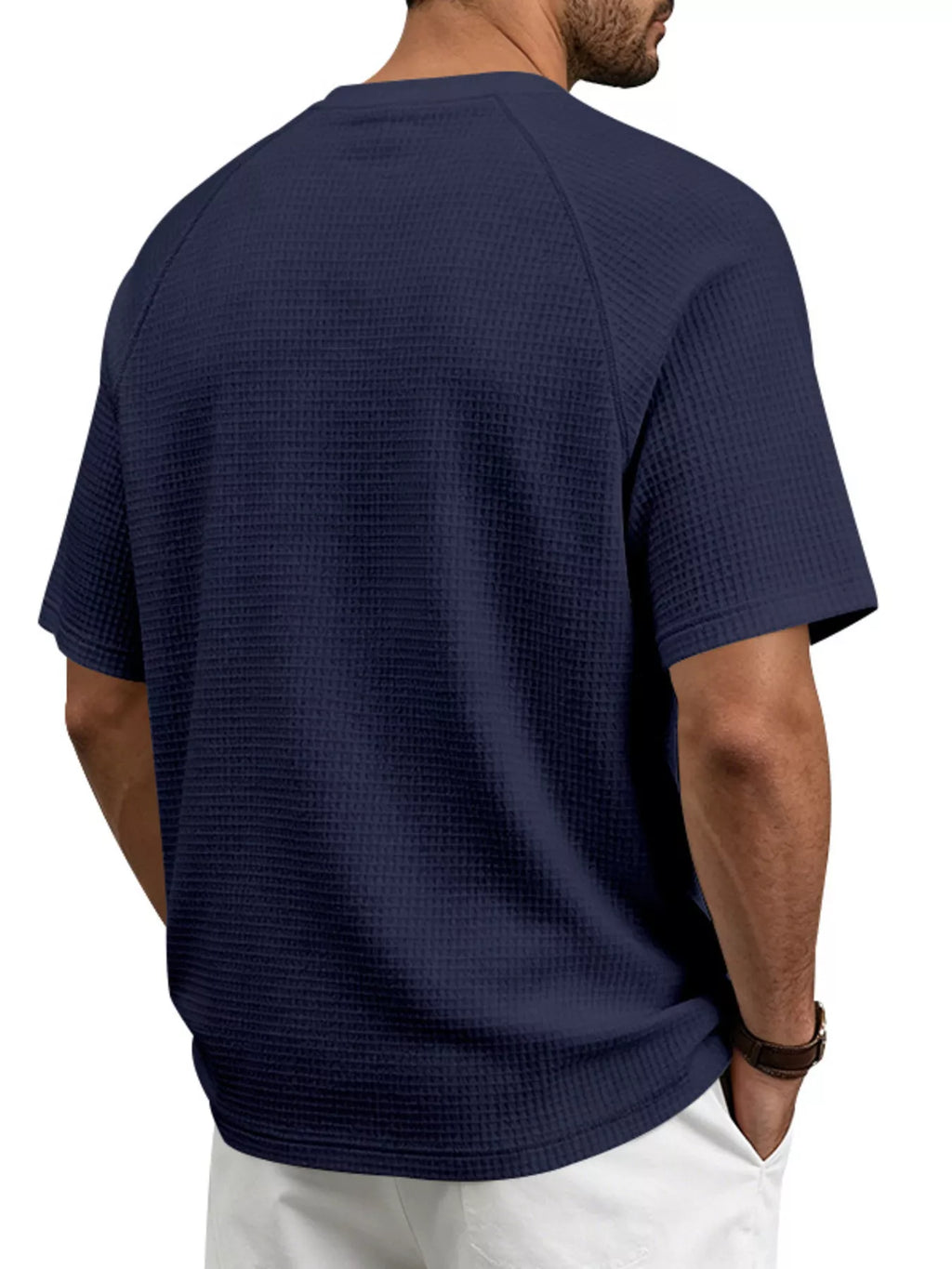 Men's plus size waffle knit t-shirt casual style