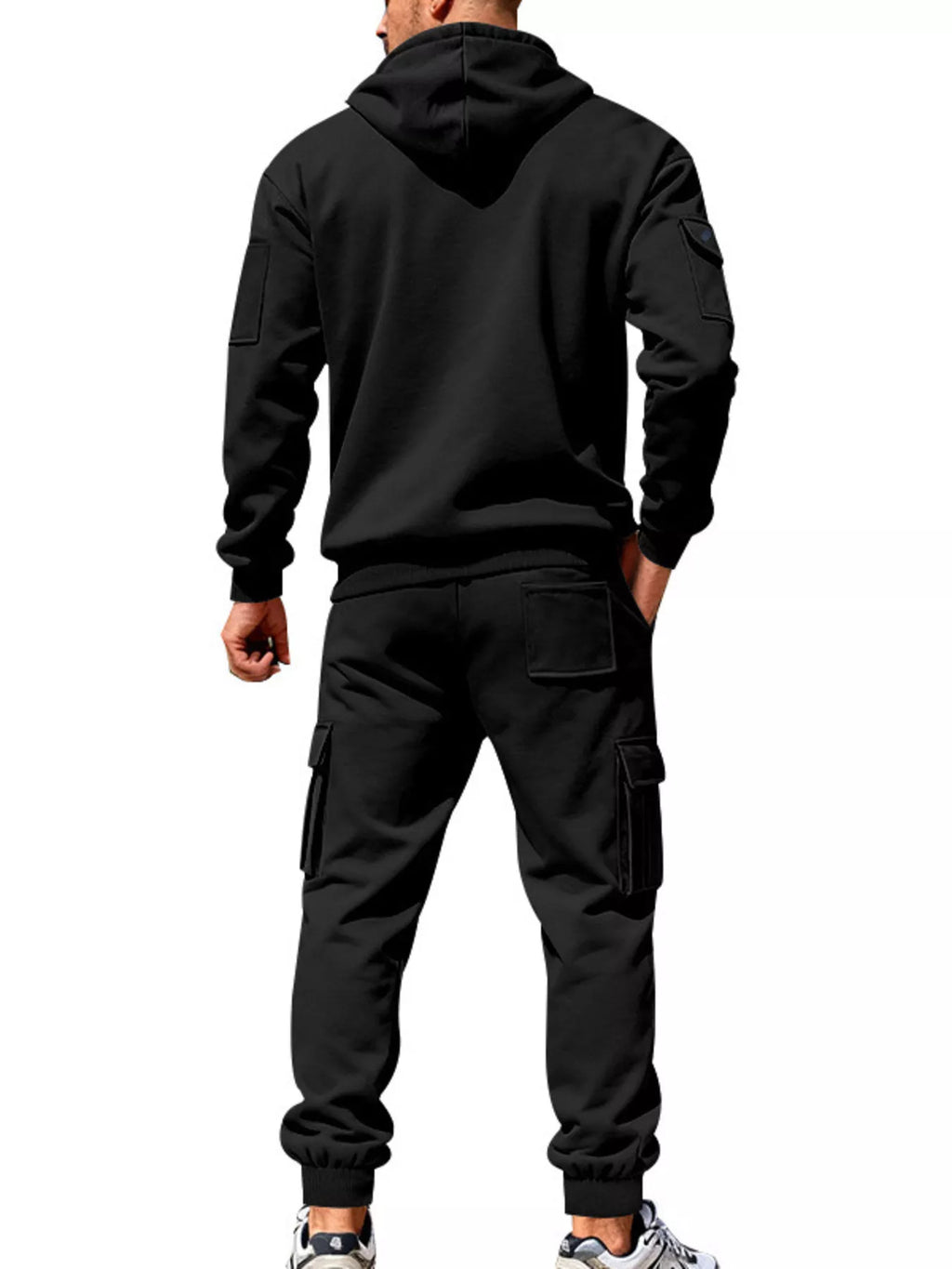 Men's plus size hoodie and cargo pants set two piece outfit