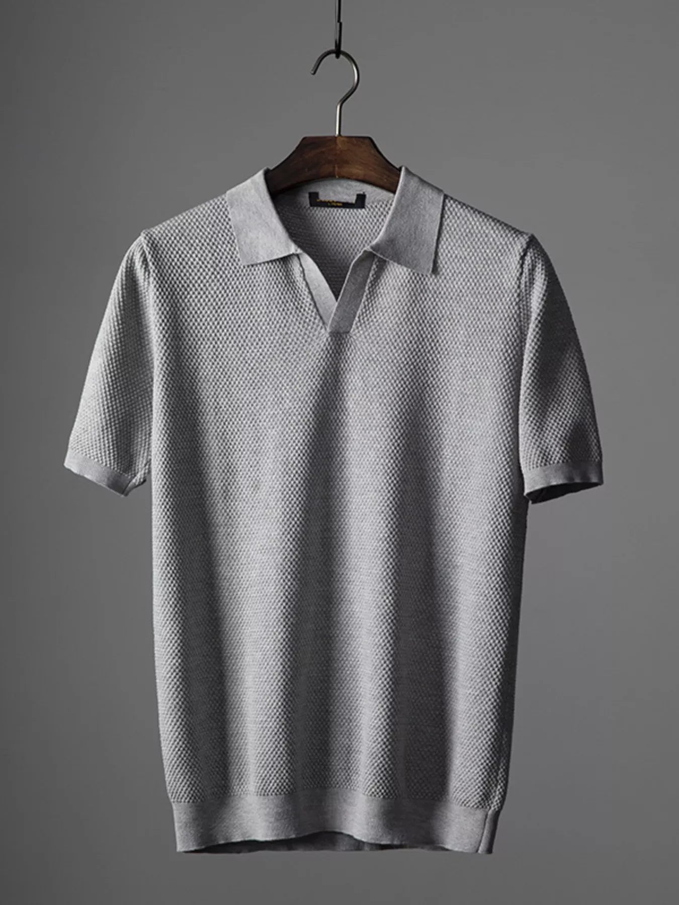Men's plus size textured knit polo casual style