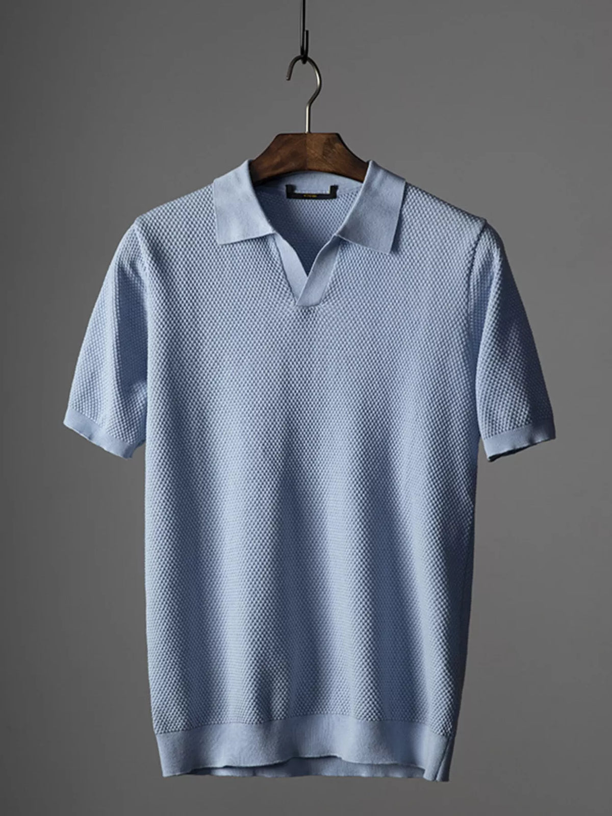 Men's plus size textured knit polo