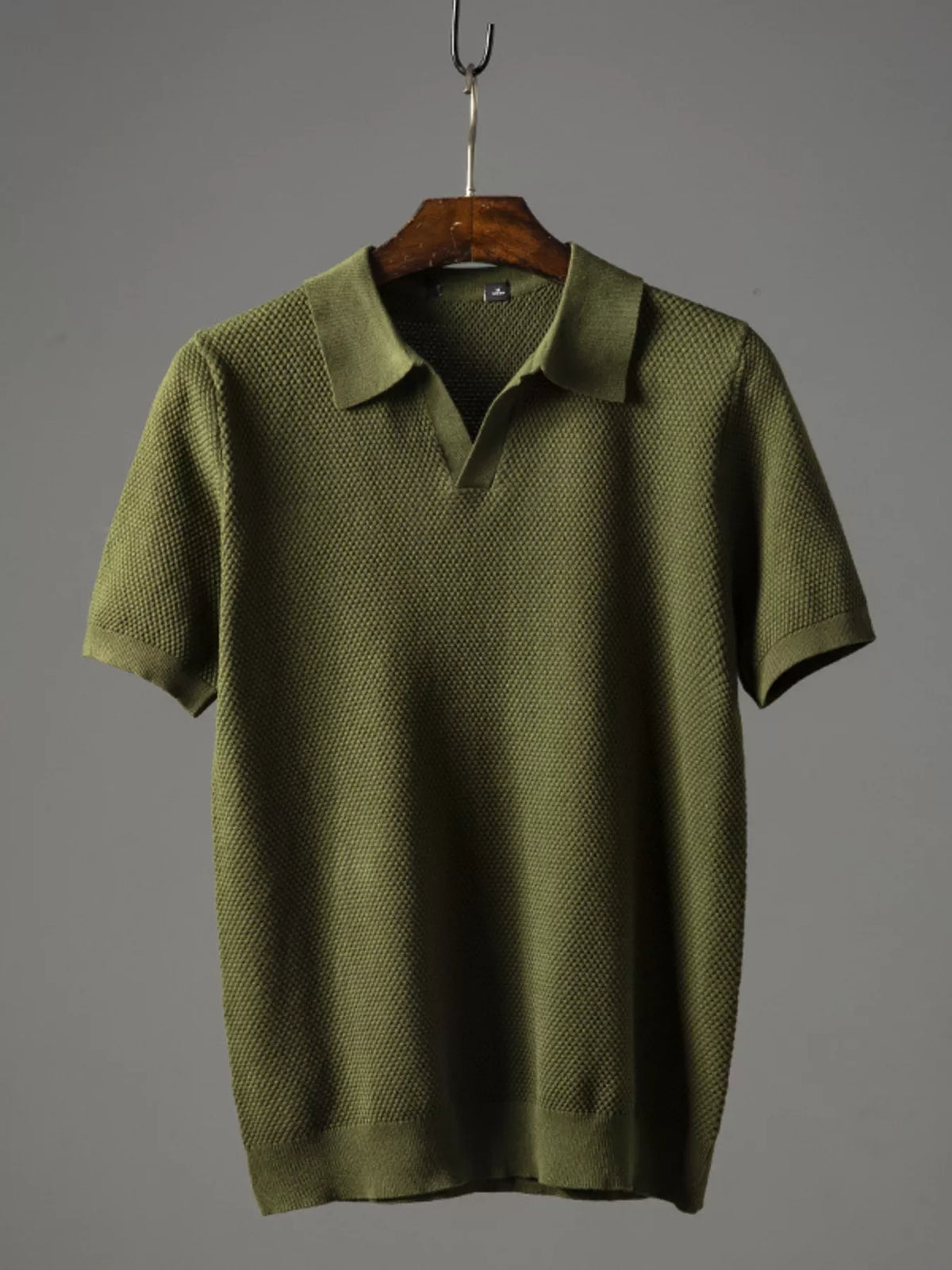 Men's plus size textured knit polo front view