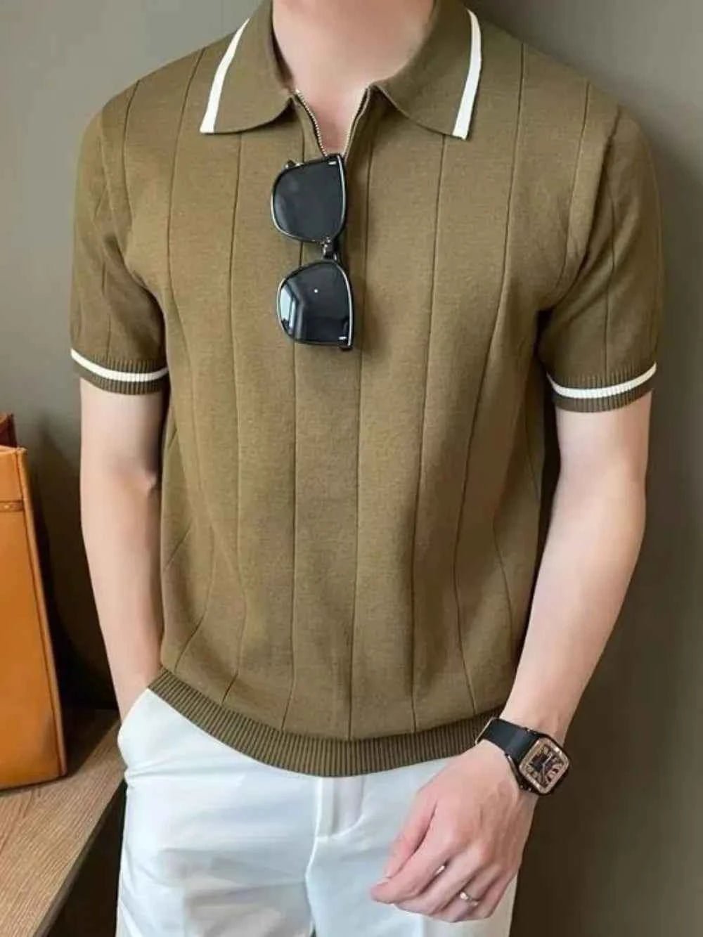 ELC Atelier Classic Men's Extended Fit Quarter Zip Short Sleeve Pol — Prestige Edit - ELC Fashion