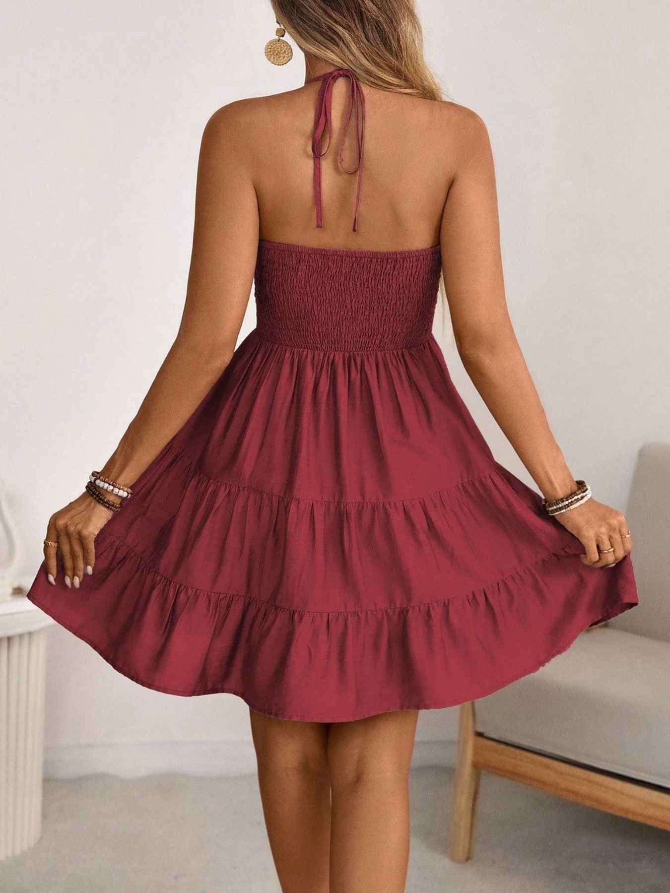 ELC Atelier Elite Smocked Halter Neck Tiered Dress — Prestige Edit - ELC Fashion