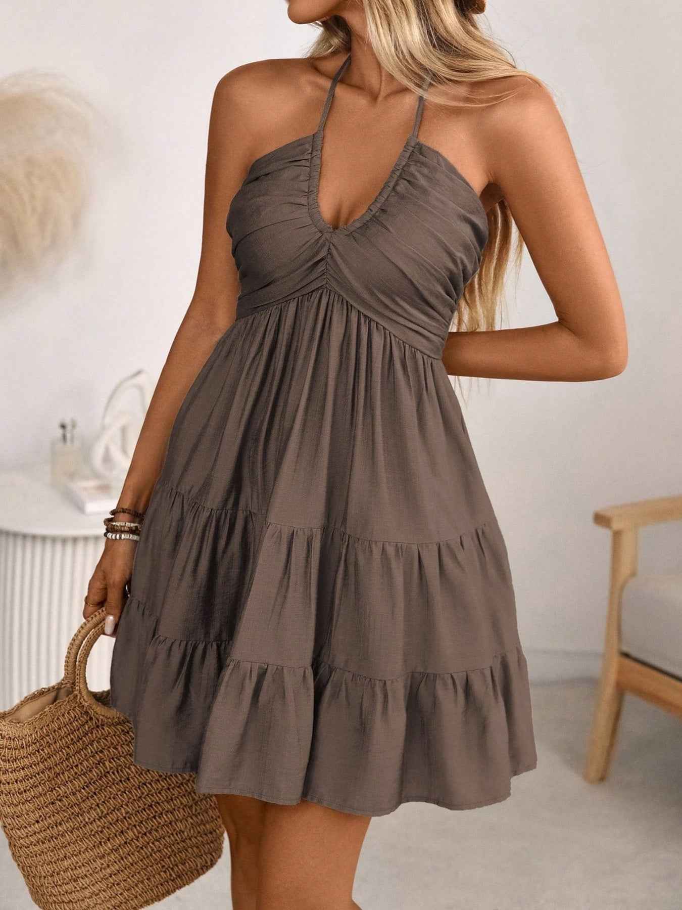 ELC Atelier Elite Smocked Halter Neck Tiered Dress — Prestige Edit - ELC Fashion