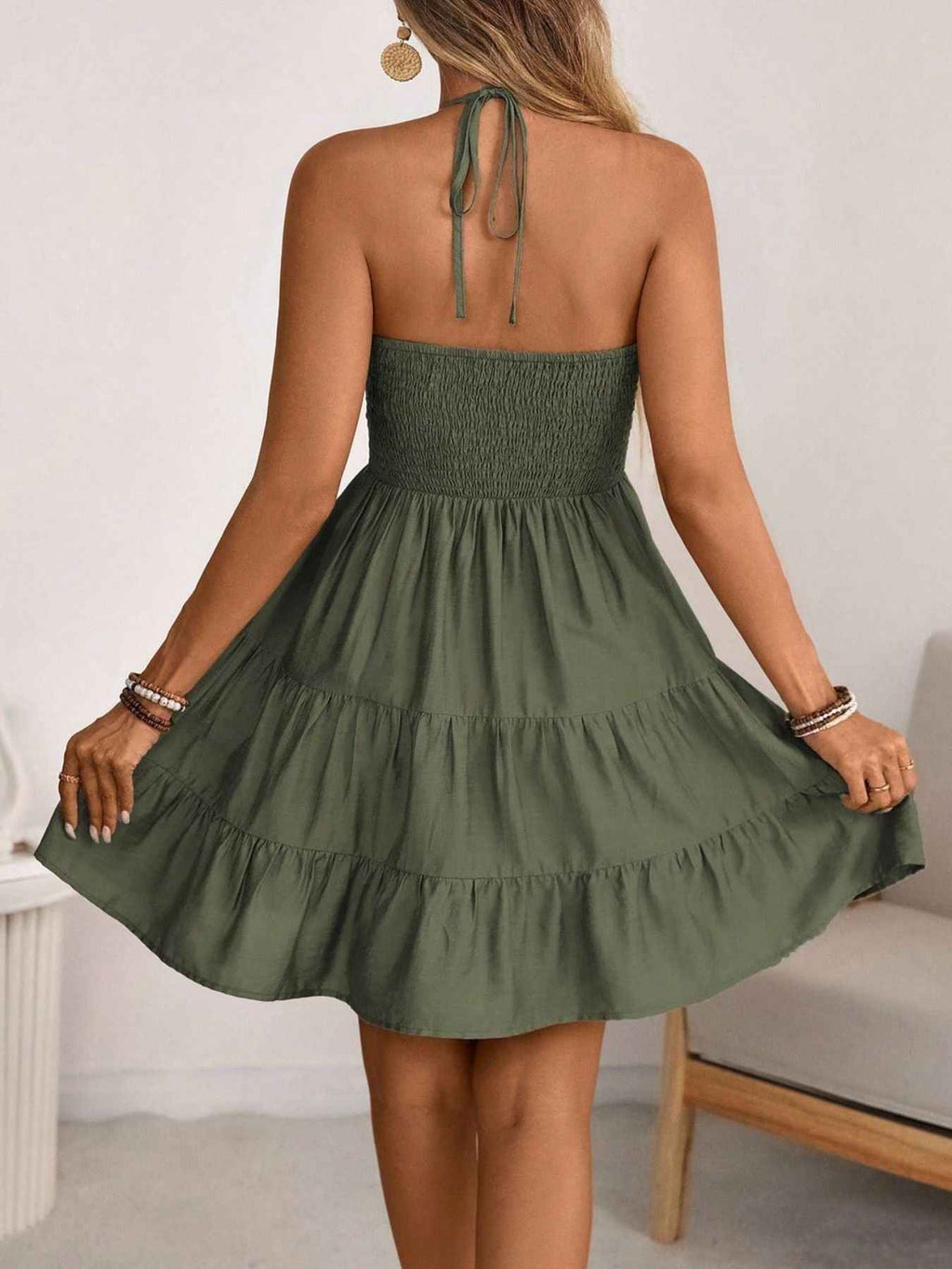 ELC Atelier Elite Smocked Halter Neck Tiered Dress — Prestige Edit - ELC Fashion