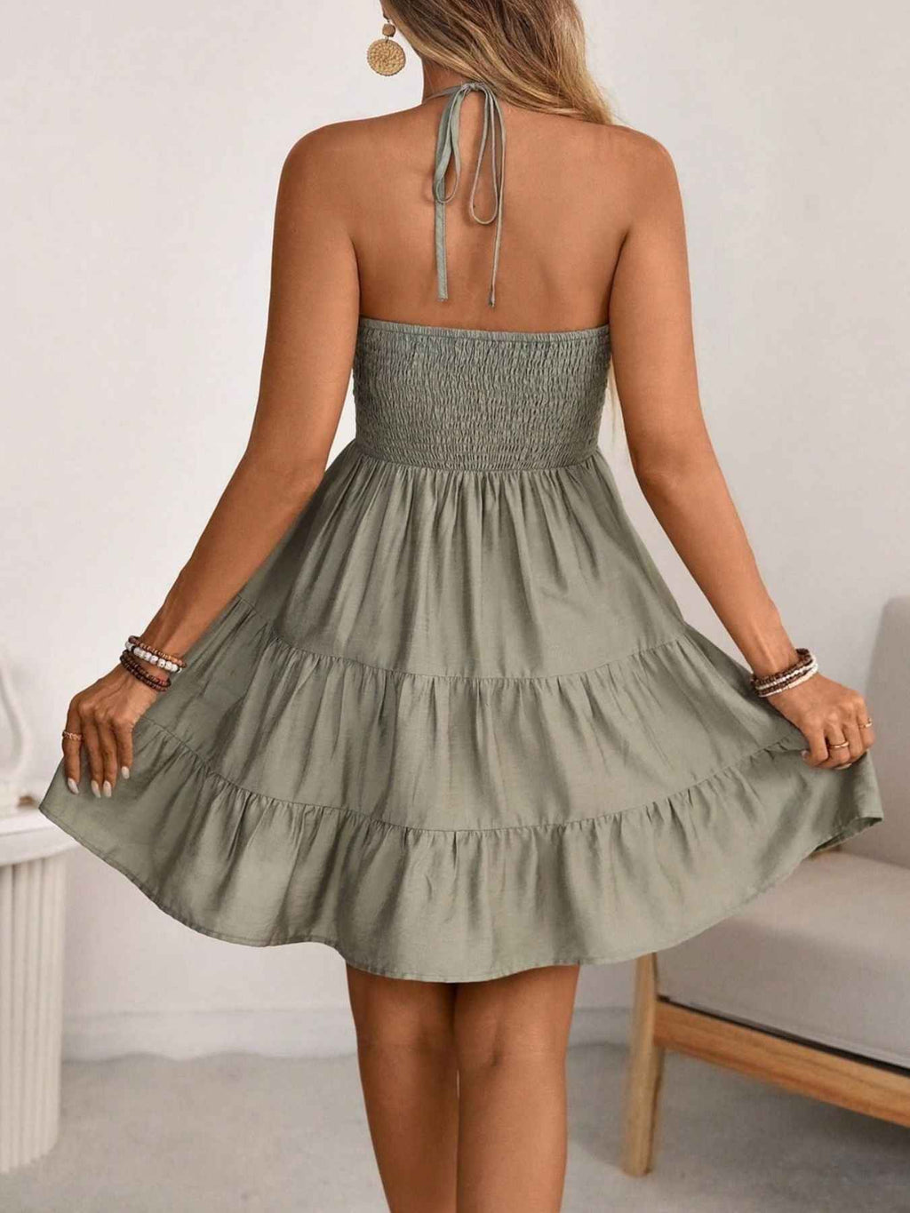 ELC Atelier Elite Smocked Halter Neck Tiered Dress — Prestige Edit - ELC Fashion