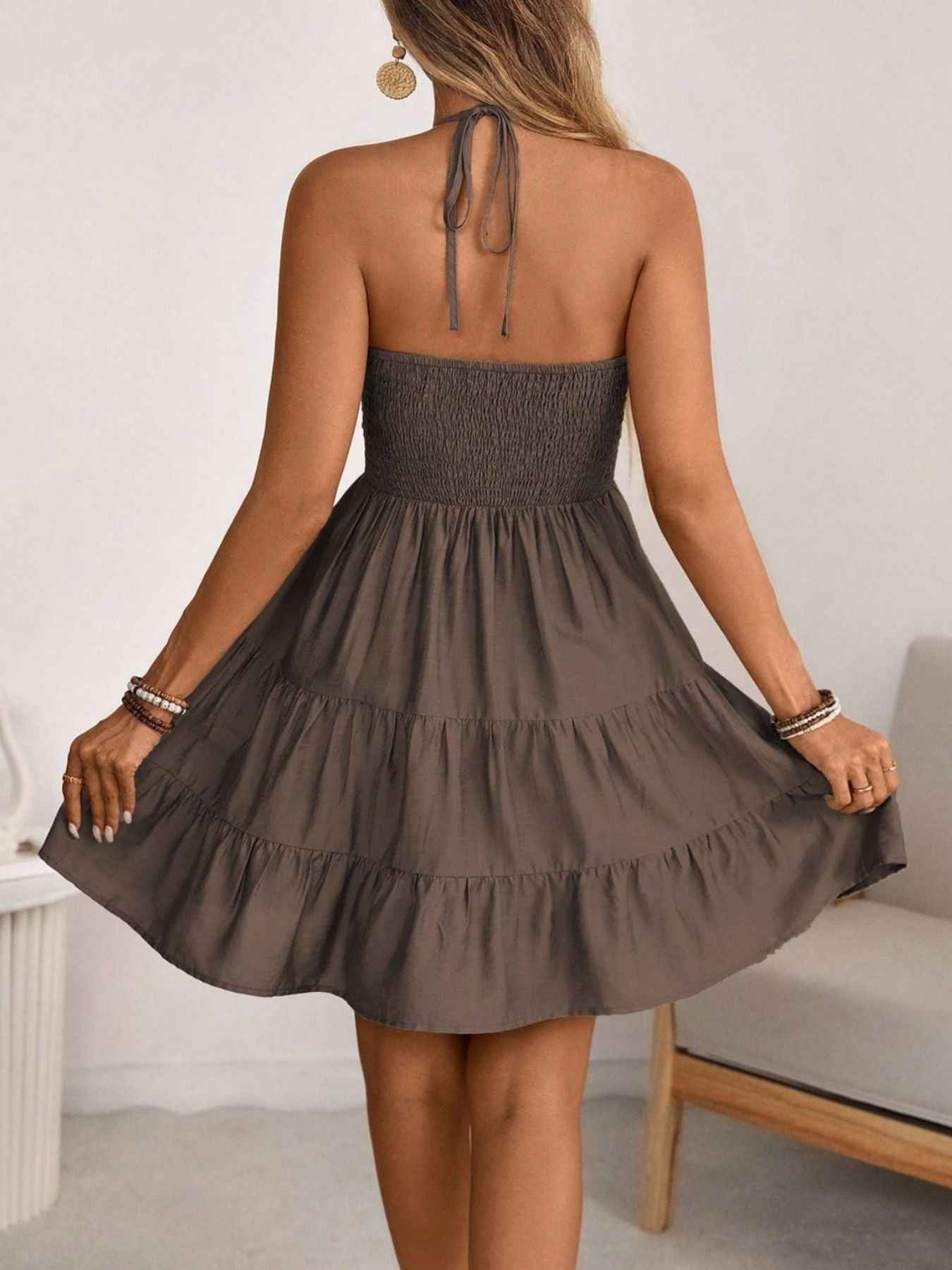 ELC Atelier Elite Smocked Halter Neck Tiered Dress — Prestige Edit - ELC Fashion