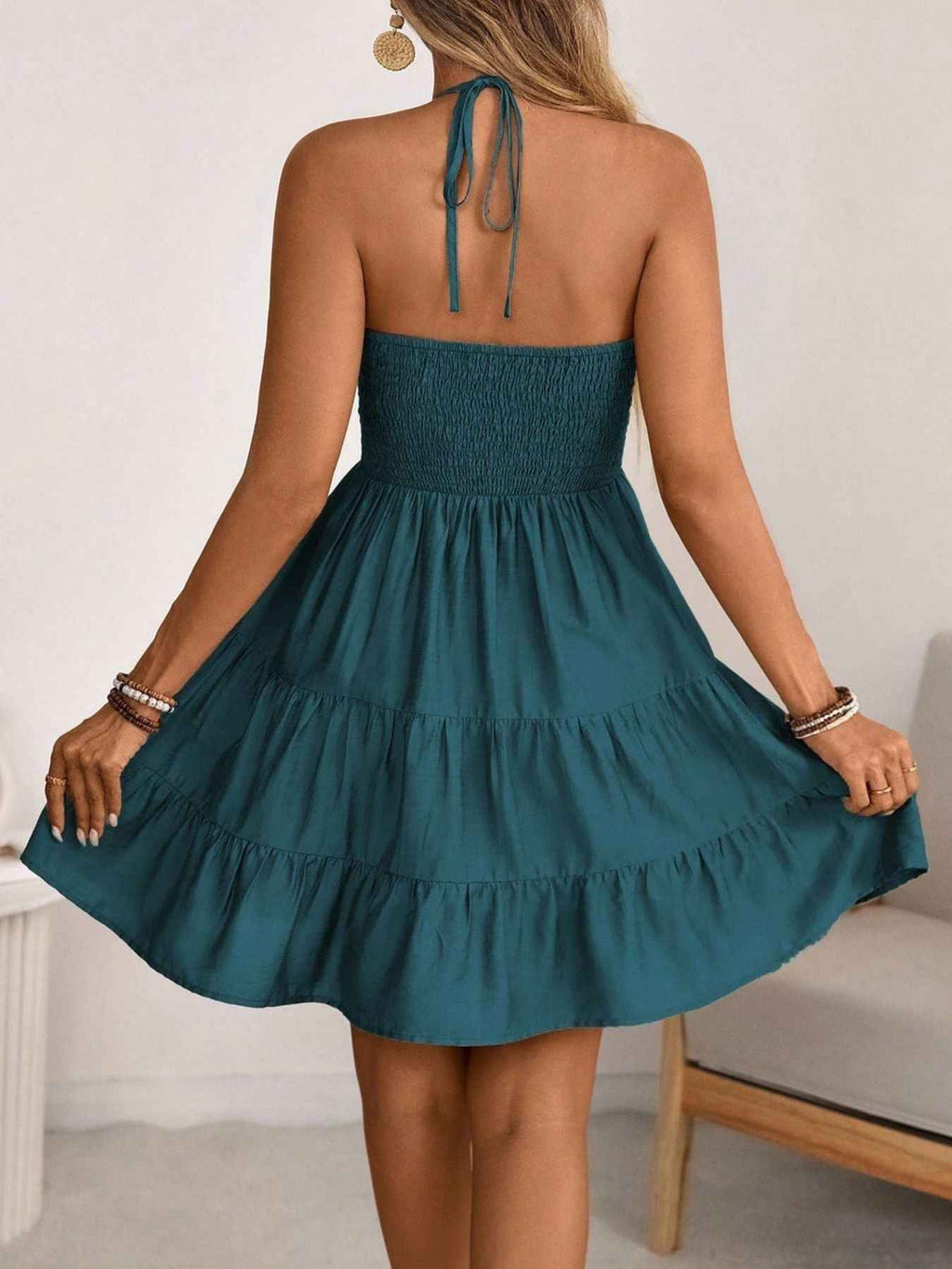 ELC Atelier Elite Smocked Halter Neck Tiered Dress — Prestige Edit - ELC Fashion