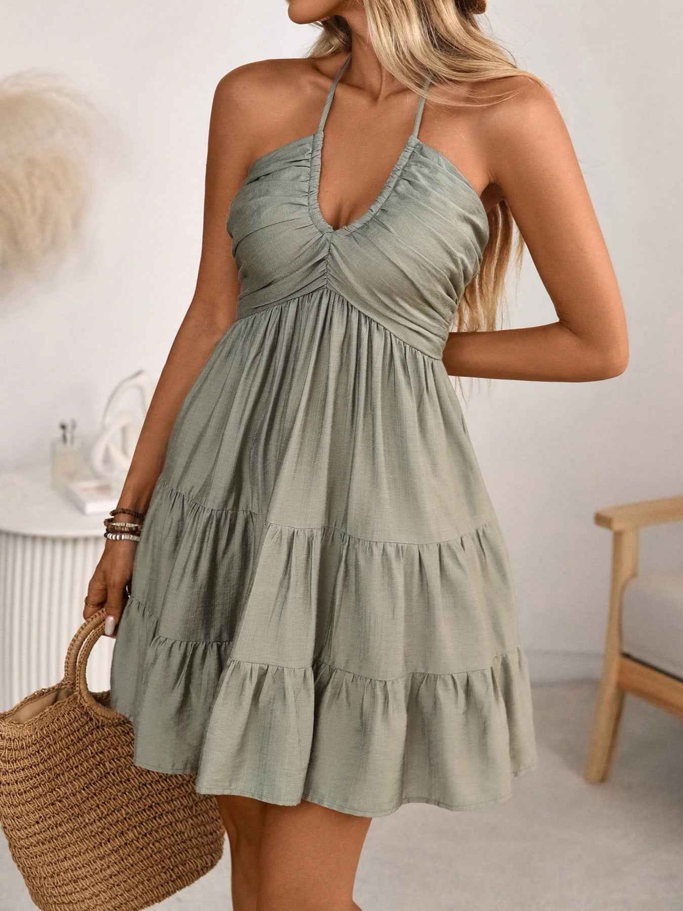 ELC Atelier Elite Smocked Halter Neck Tiered Dress — Prestige Edit - ELC Fashion