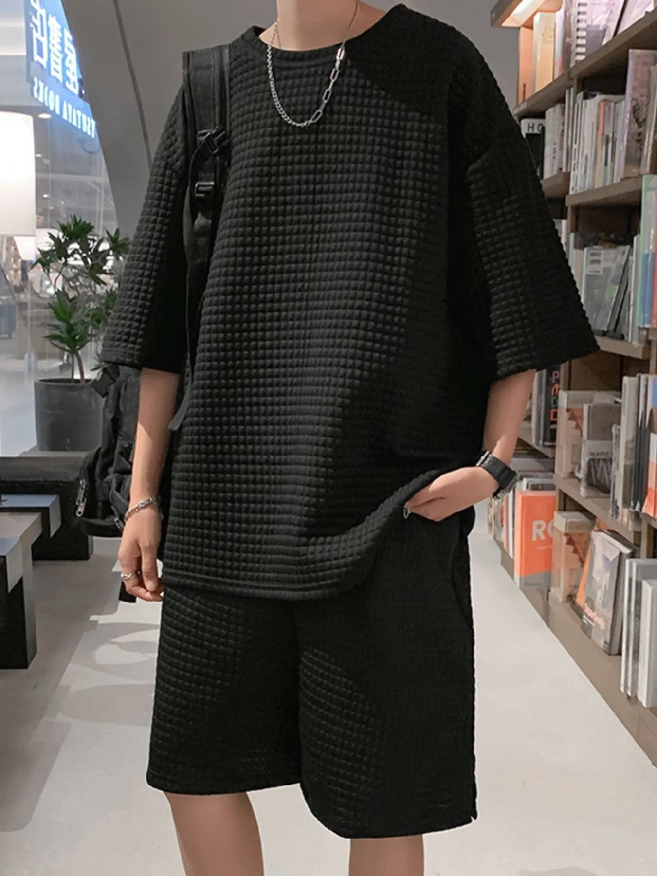 ELC Atelier Executive Men's Textured Short Sleeve T-Shirt and Short — Prestige Edit - ELC Fashion