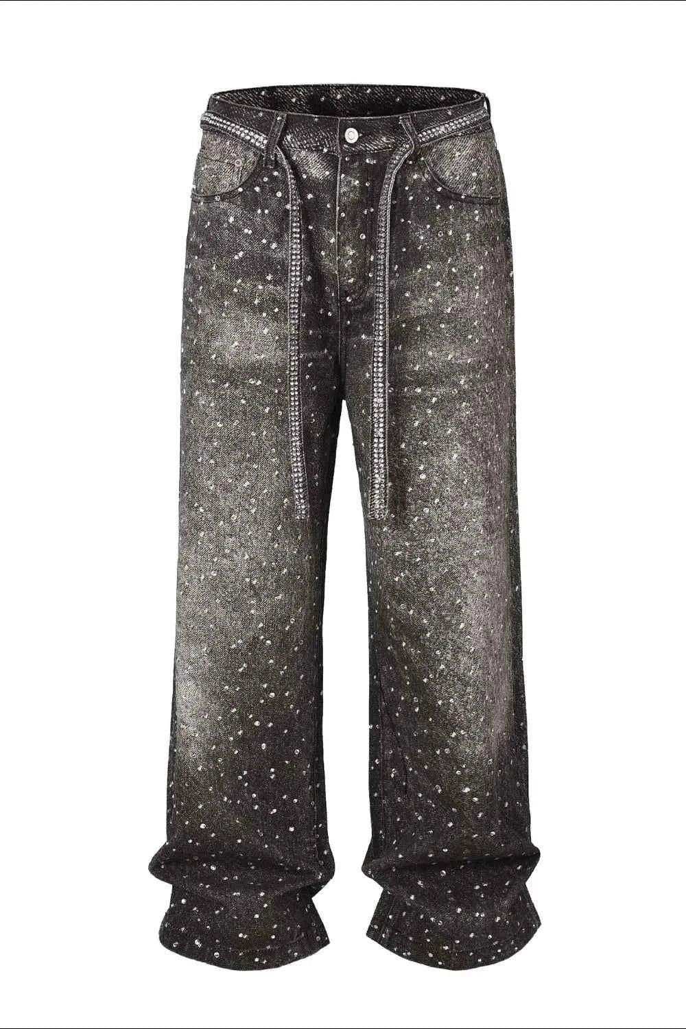 ELC Atelier Executive Men's Washed Rhinestone Jeans with Rhinestone — Prestige Edit - ELC Fashion
