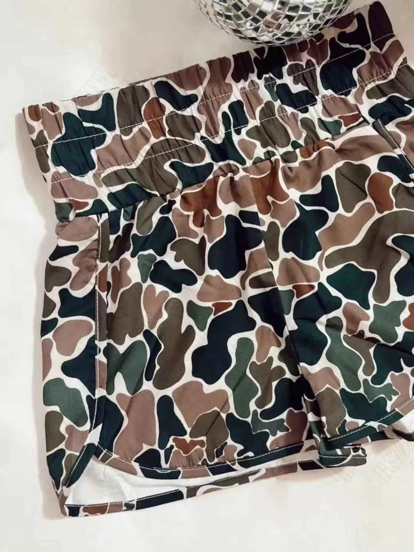 ELC Atelier Modern Camo Print Elastic Waist Shorts — Prestige Edit - ELC Fashion
