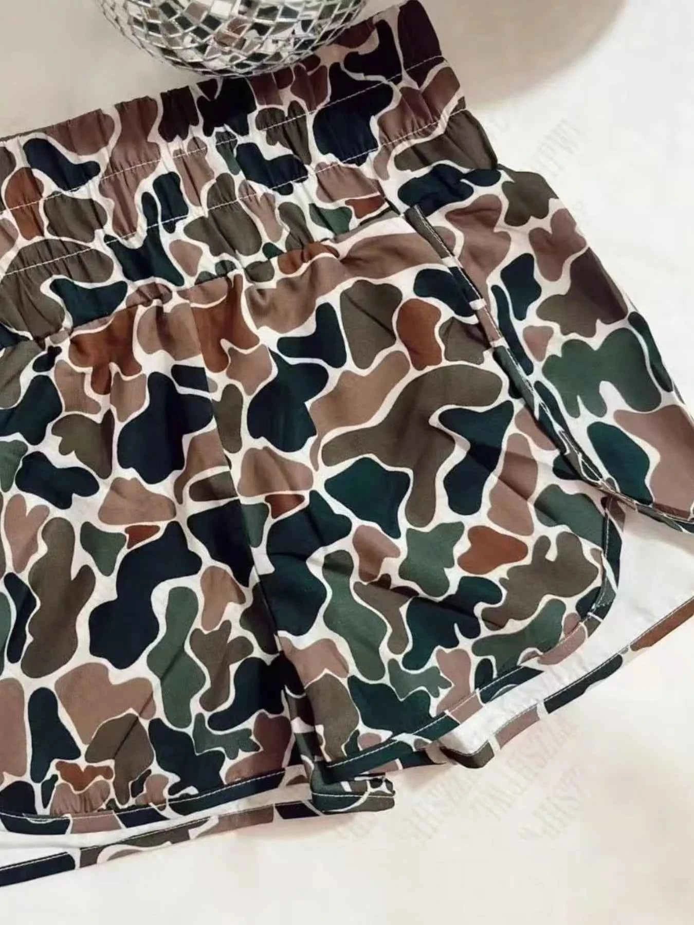 ELC Atelier Modern Camo Print Elastic Waist Shorts — Prestige Edit - ELC Fashion