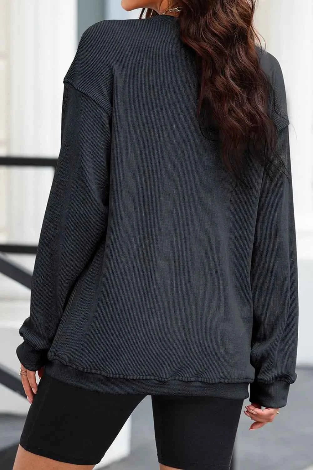 ELC Atelier Refined Sequin Candy Cane Round Neck Sweatshirt — Prestige Edit - ELC Fashion