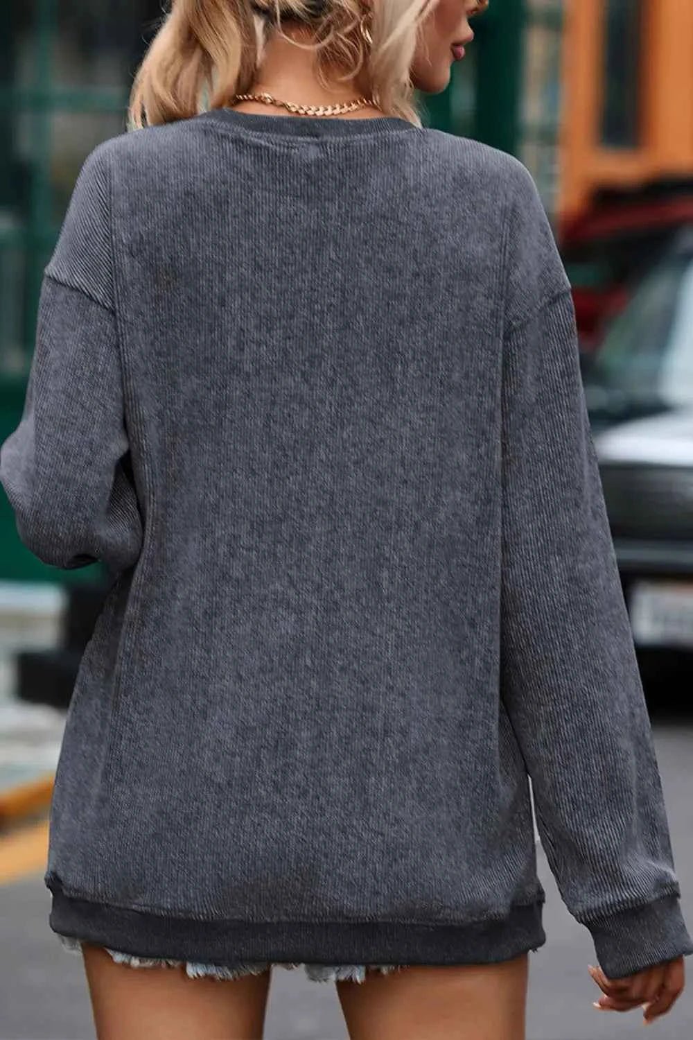 ELC Atelier Refined Sequin Candy Cane Round Neck Sweatshirt — Prestige Edit - ELC Fashion