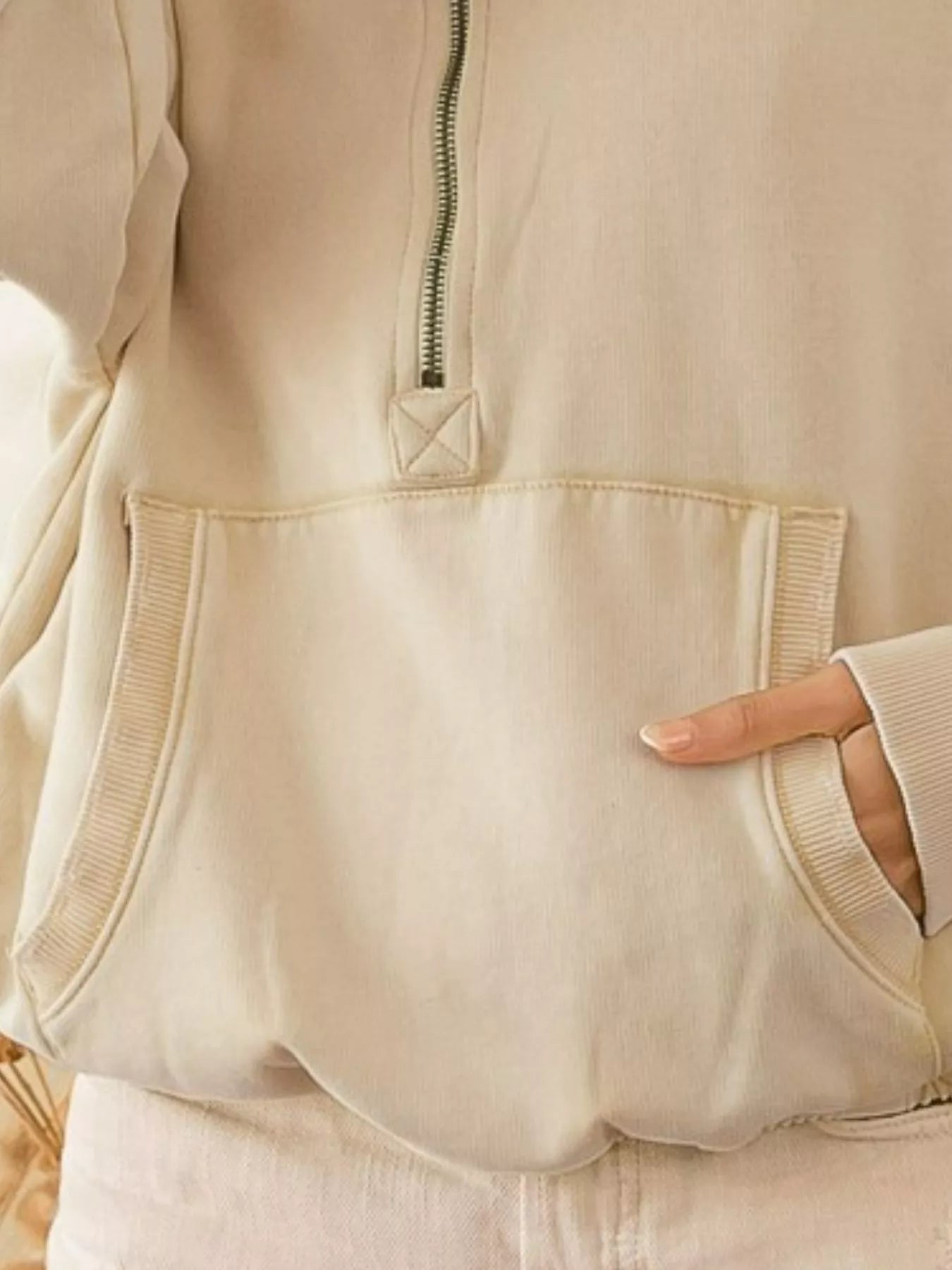 ELC Atelier Tailored BiBi Stitch Detailed Elastic Hem Half Zip Flee — Prestige Edit - ELC Fashion